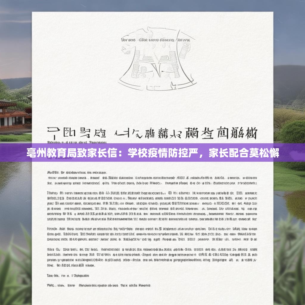 亳州教育局致家长信：学校疫情防控严，家长配合莫松懈