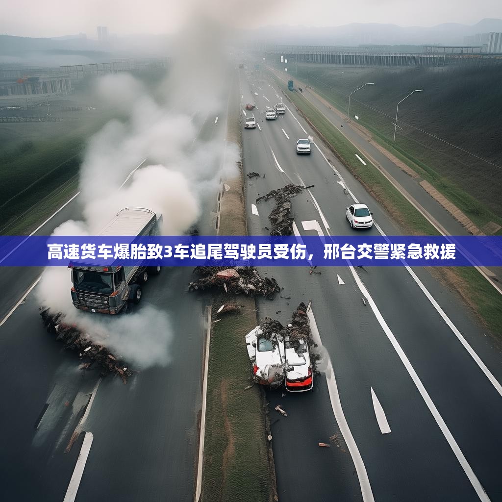 高速货车爆胎致3车追尾驾驶员受伤，邢台交警紧急救援