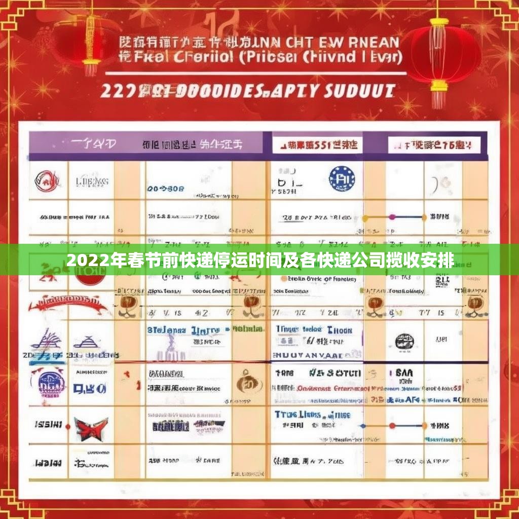 2022年春节前快递停运时间及各快递公司揽收安排