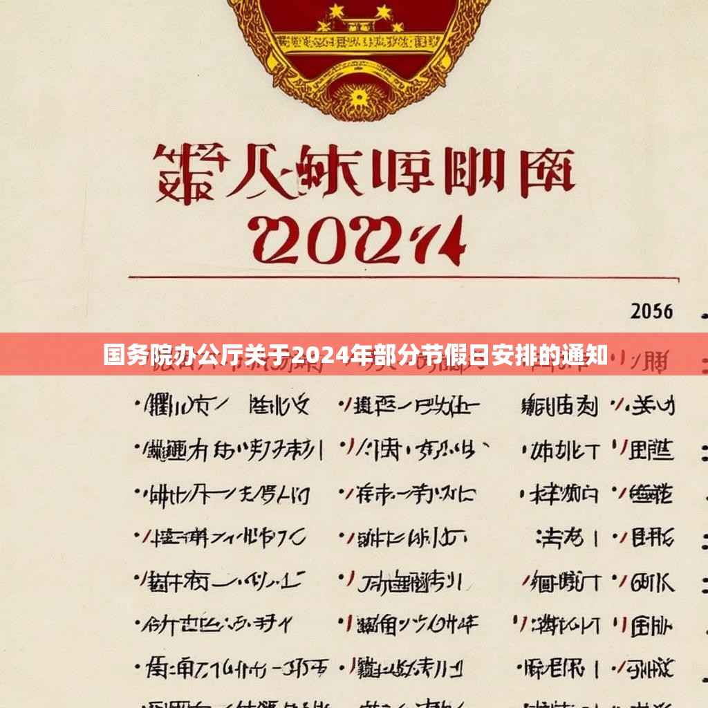 国务院办公厅关于2024年部分节假日安排的通知