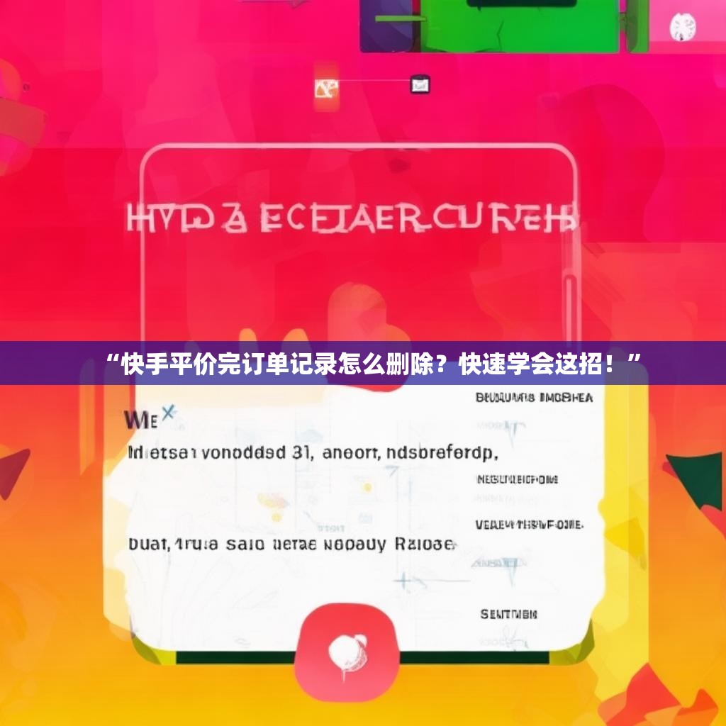 “快手平价完订单记录怎么删除？快速学会这招！”