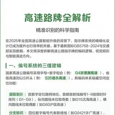 2025高速路牌全解析：编号逻辑、标志元素及智能演进方向