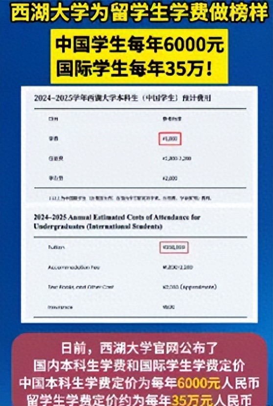 西湖大学中外学生学费差58倍引争议，定价悬殊是为何？